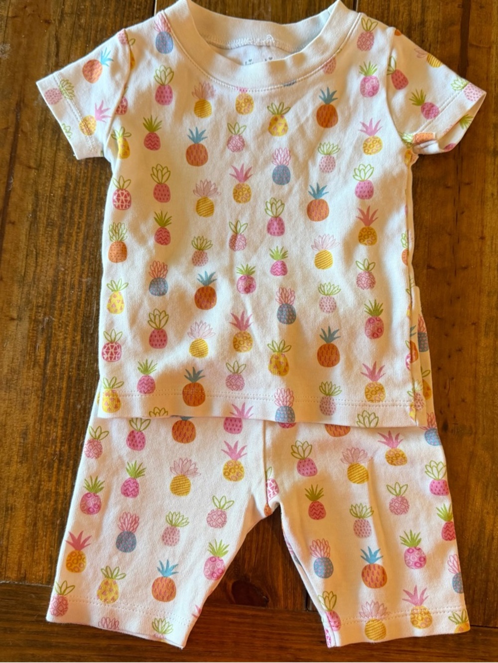 Kissy Kissy Pineapple Short Pajama Set - White with Pink, Orange, Yellow, Blue